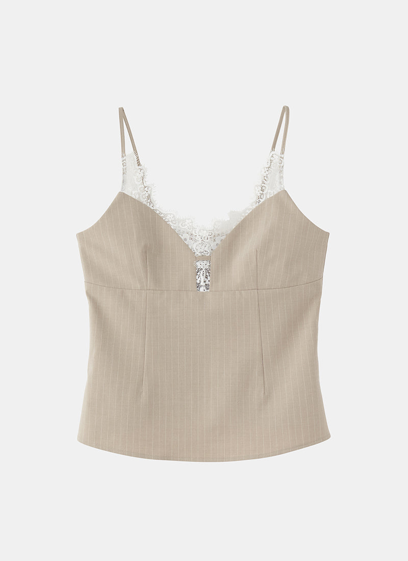 Taylor Lace Camisole - Beige(Stripe)